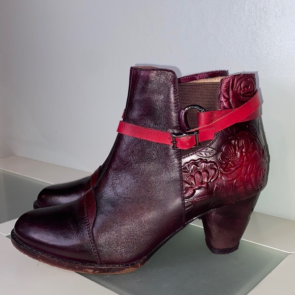 L’Artiste by Spring Step Beauti Zip Booties Leather Shoes Plum Sz 39 (US 8.5) - Picture 5 of 15